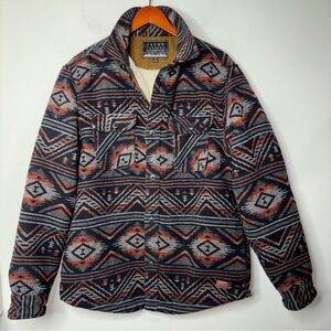 Jachs New York Mens Sherpa Lined Wool Blend Shirt Jacket Aztec Shacket M